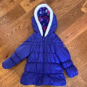 Girls Dark Purple Hooded Puffer jacket